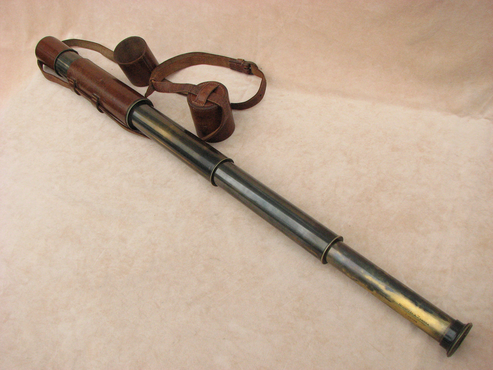 Negretti & Zambra 3 draw leather clad field telescope